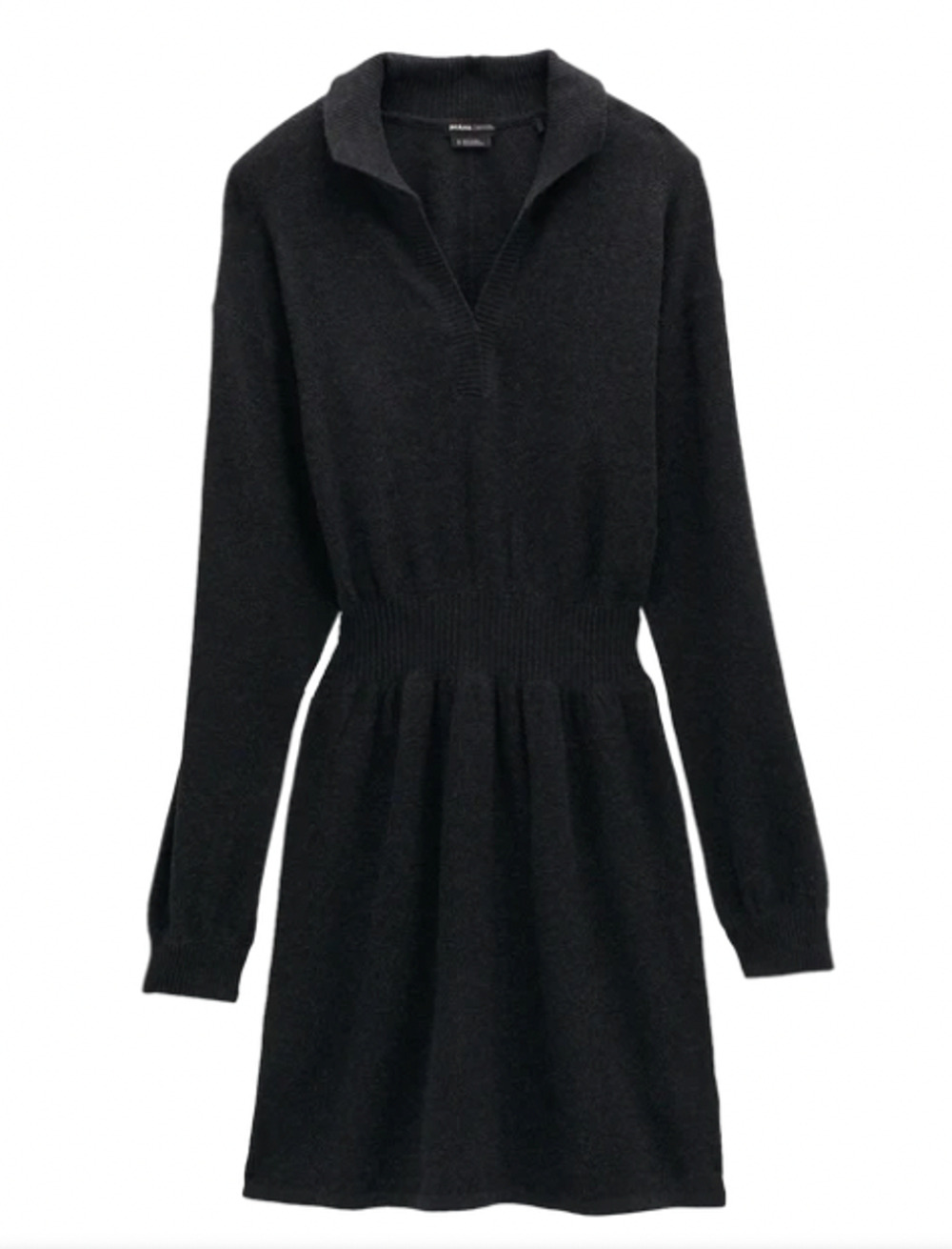 Prana Milani Sweater Knit V Neck Dress Womens Sz Small Black Collared
